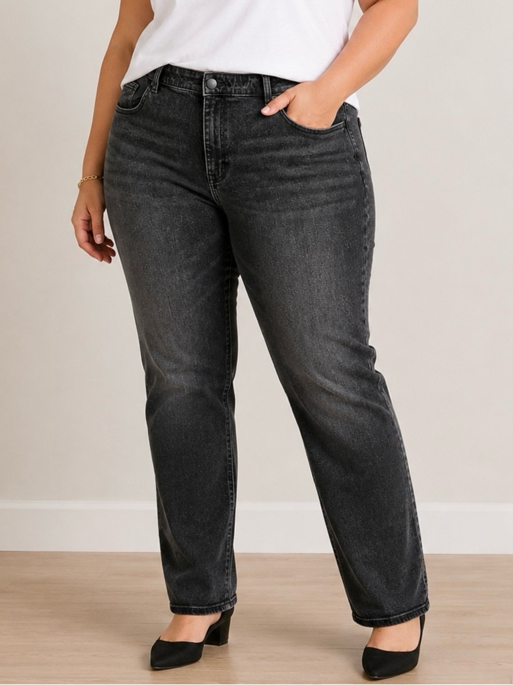 Lane Bryant Jeans Size 20 Black Wash Straight Leg Stretch Jeans